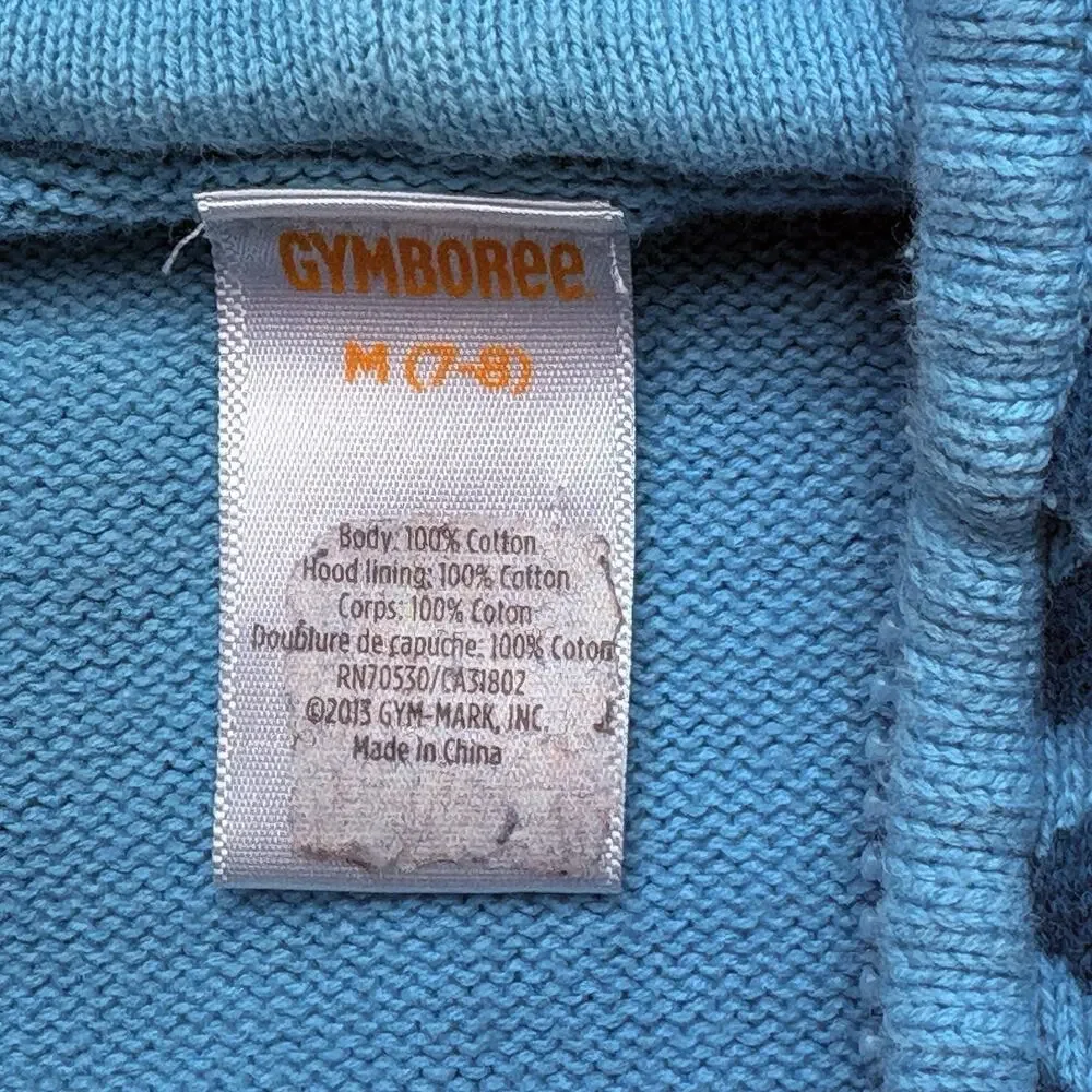 Gymboree Leopard Sweater Hoodie Teal Blue Full Zip Cotton Sweater Girls M 7/8